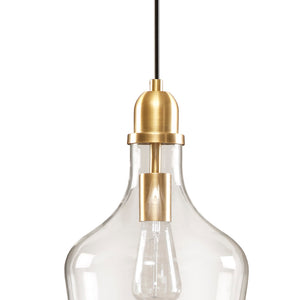 English Elm Auburn Bell Shaped Glass Pendant Light with Gold Metal Finish, Industrial Clear Shade, Vaulted Mountable B03597663
