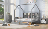 English Elm Wooden Full Size House Bed With 2 Drawers,Kids Bed With Storage Shelf, Gray(Expected Arrival Time: 5.15)