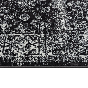 English Elm Distressed Madison Park Chadwick Persian Woven Rug - Black & Cream Distressed Vintage Look, OEKO-TEX Safe, Stain Resistant B03598020