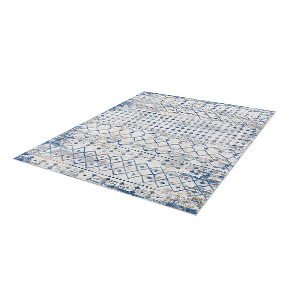 English Elm Moroccan Woven Area Rug with Soft Pile, Stain & Fade Resistant, OEKO‑TEX Certified Comfort Blue+Cream 78.74 L x 5.91 W x 5.91 H B03597954