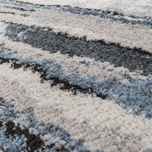 English Elm Watercolor Madison Park Riley Cozy Shag Area Rug – Plush High-Pile Blue Abstract Stripe, Nonslip Fade-Resistant 5x7 Rug B03597996