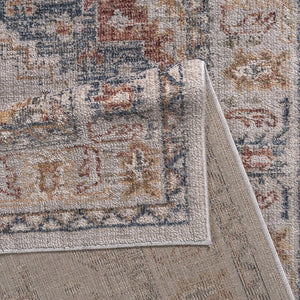 English Elm Vintage Medallion Woven Area Rug by Madison Park — Blue & Orange Vintage Medallion, Soft Pile, OEKO-TEX Safe B03598002