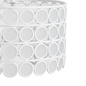 English Elm 4-Light Hampton Hill Abbot Drum Shade Chandelier, White Metal & Frost Glass Mid-Century Modern Fixture B03595696