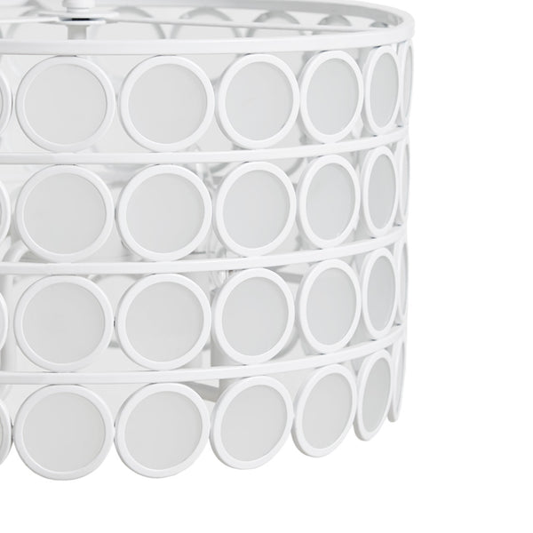 English Elm 4-Light Hampton Hill Abbot Drum Shade Chandelier, White Metal & Frost Glass Mid-Century Modern Fixture B03595696