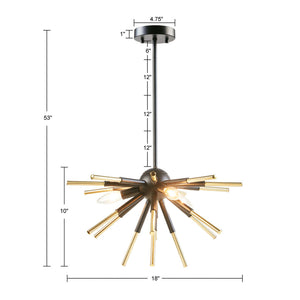 English Elm 3-Light Ely Spiked Chandelier by INK+IVY — Matte Black & Gold Geometric Modern Farmhouse Lighting, Dimmable B03596559