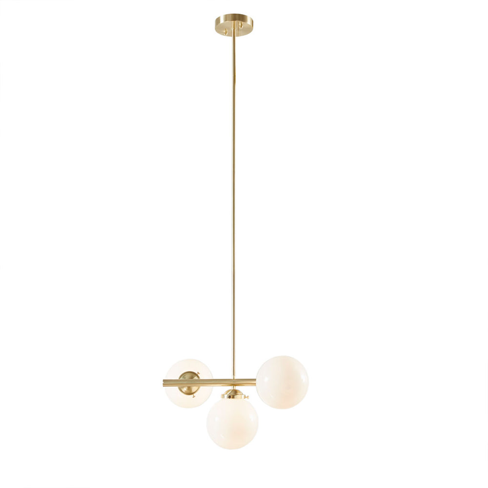 English Elm 3-Light INK+IVY Aurelia Brass Gold Chandelier with Frosted Glass Globes, Adjustable Height, Dimmable, 16" Wide B03596565
