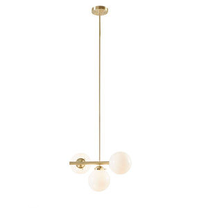 English Elm 3-Light INK+IVY Aurelia Brass Gold Chandelier with Frosted Glass Globes, Adjustable Height, Dimmable, 16" Wide B03596565
