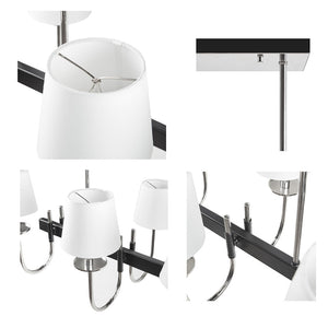 English Elm 8-Light Hampton Hill Fairmount 8-Light Traditional Chandelier with Drum Shades Polished Nickel Farmhouse Elegance 40"W Adjustable Height 19"-49" B03595699