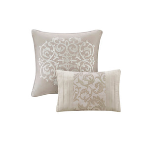 English Elm Embroidered 8-Piece Comforter Set For Cal King - Luxurious Neutral Tones With Quilted Elegance B03594911