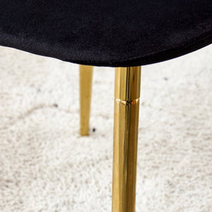 English Elm A set of 6 dining chairs Black velvet cushioned side chairs with gold spoon legs, modern medieval flair W1151124302