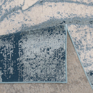 English Elm Abstract Grace Abstract Wave Area Rug - Modern Blue Cut-Pile 5x7, Non-Slip Latex Backing, Durable Machine-Woven B03597940