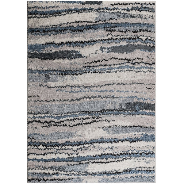 English Elm Watercolor Madison Park Riley Cozy Shag Area Rug – Plush High-Pile Blue Abstract Stripe, Nonslip Fade-Resistant 5x7 Rug B03597996