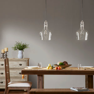 English Elm Auburn Bell Shaped Glass Pendant Light with Silver Iron Accents, 9" Shade, Industrial Vaulted Mounting B03597665