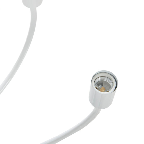 English Elm 6-Light Metal Chandelier Ellie by 510 Design — Gloss White Iron 28" Dia Contemporary Unshaded Bulb Fixture B03594965