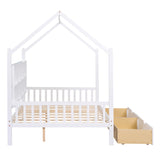 Hearth and Haven Wooden Full Size House Bed with 2 Drawers, Kids Bed with Storage Shelf(Expected Arrival Time: 5.15) WF301459AAK