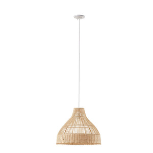English Elm Bell Bell Shaped Bamboo Pendant - INK+IVY Wren Natural Woven Farmhouse Light, 19.75" Dia, 50.75" Drop, Hardwire Compatible B03596569