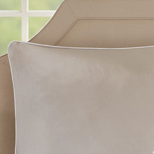 English Elm Embroidered 8 Piece Comforter Set Queen - Neutral Microfiber Quilted Pintuck Design, Decorative Pillows B03594909