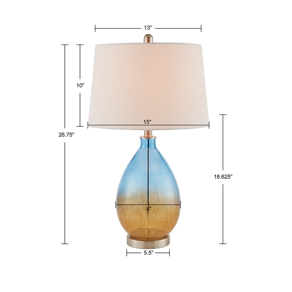 English Elm Cortina Ombre Glass Table Lamp Set of 2 – Blue Glass Bases, White Tapered Shades, Modern Accent Lighting, Includes Bulbs & 2-Year Warranty B03594978