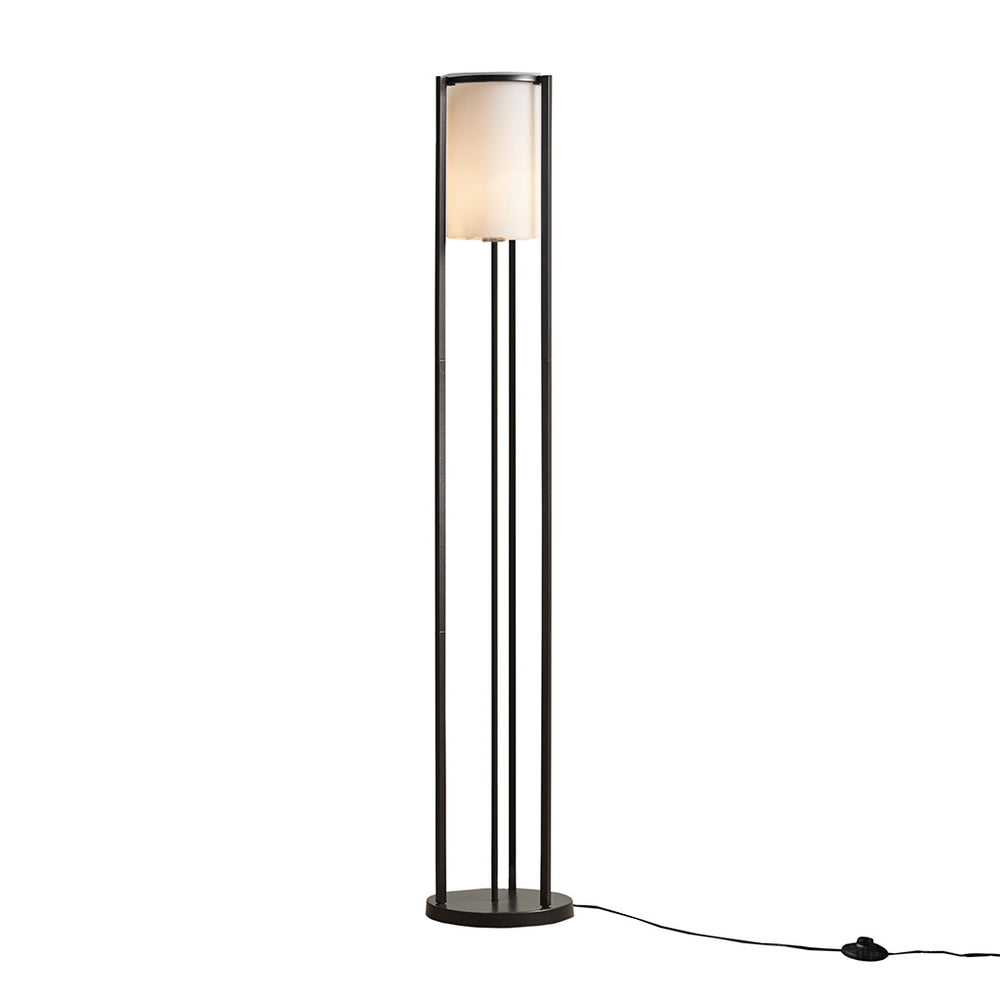 English Elm Metal Floor Lamp Charlton Matte Black 63" with Frosted Glass Cylinder Shade, Slim Minimalist Lighting Stand B03599405