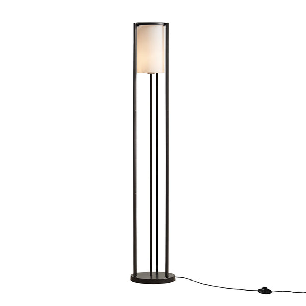 English Elm Metal Floor Lamp Charlton Matte Black 63" with Frosted Glass Cylinder Shade, Slim Minimalist Lighting Stand B03599405