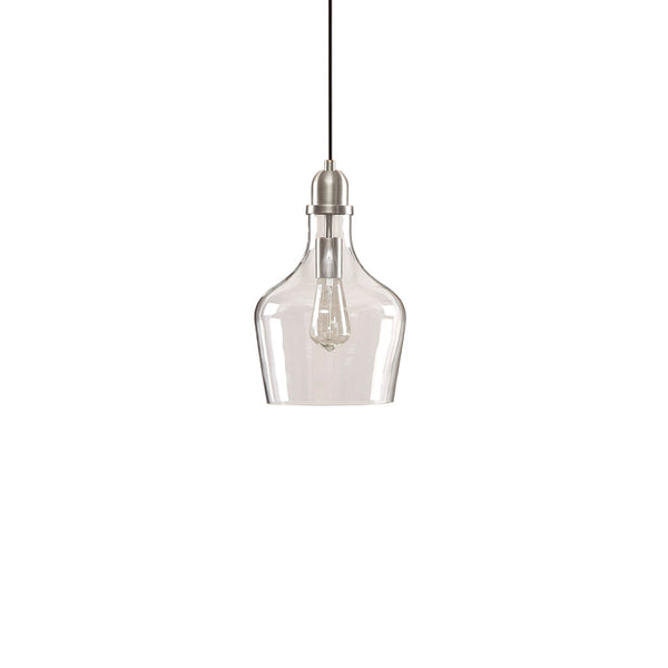 English Elm Auburn Bell Shaped Glass Pendant Light with Silver Iron Accents, 9" Shade, Industrial Vaulted Mounting B03597665