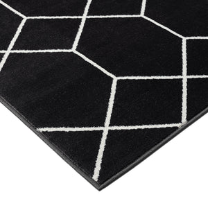 English Elm Trellis Averie Black Cream Geometric Woven Area Rug - Turkish 8x10, Medium Pile, Stain & Fade Resistant, OEKO-TEX Certified B03598017