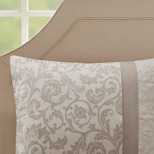 English Elm Embroidered 8-Piece King Comforter Set - Neutral Tones, Ultra-Soft Microfiber, Elegant Design B03594910