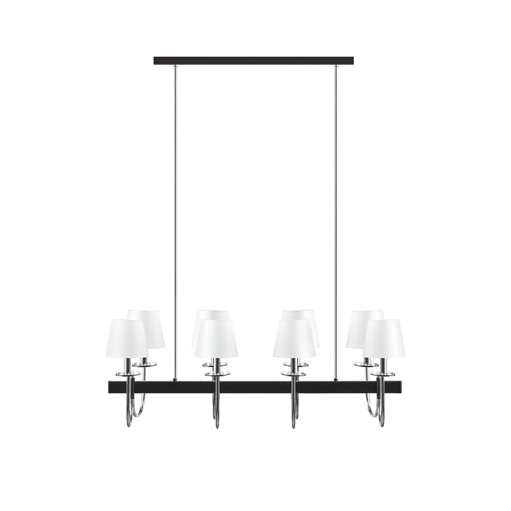 English Elm 8-Light Hampton Hill Fairmount 8-Light Traditional Chandelier with Drum Shades Polished Nickel Farmhouse Elegance 40"W Adjustable Height 19"-49" B03595699