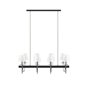 English Elm 8-Light Hampton Hill Fairmount 8-Light Traditional Chandelier with Drum Shades Polished Nickel Farmhouse Elegance 40"W Adjustable Height 19"-49" B03595699