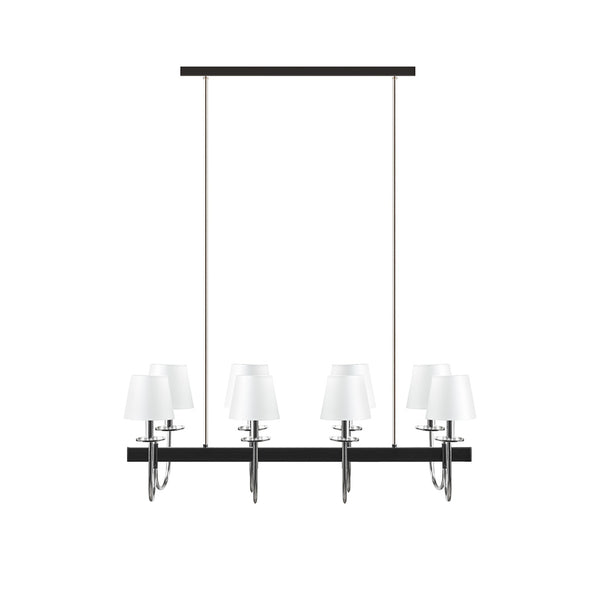 English Elm 8-Light Hampton Hill Fairmount 8-Light Traditional Chandelier with Drum Shades Polished Nickel Farmhouse Elegance 40"W Adjustable Height 19"-49" B03595699