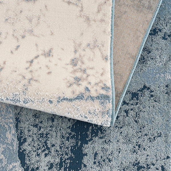 English Elm Abstract Grace Abstract Wave Area Rug - Modern Blue Cut-Pile 5x7, Non-Slip Latex Backing, Durable Machine-Woven B03597940