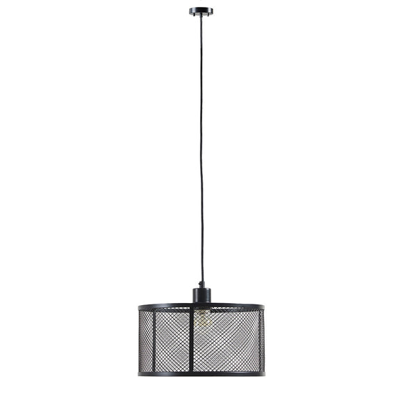 English Elm Metal Mesh Pendant INK+IVY Jaxson Industrial Black Cage Drum Light, 76" Hanging Single Fixture, Modern Illuminate B03596562