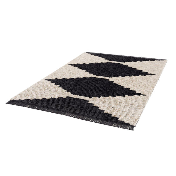 English Elm Black Madison Park Amanda Black & Ivory Modern Area Rug Plush High-Pile 6x9 Machine-Woven Non-Slip Finish B03597971