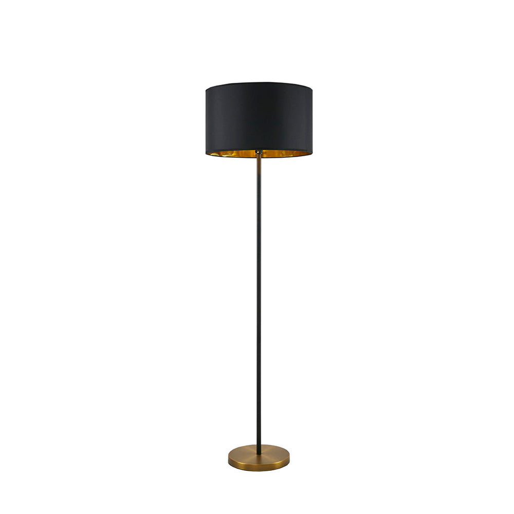 English Elm Metal Floor Lamp Martha Stewart Hunts – Black Stem, Gold Base & Metallic Shade Interior, 59"H Stylish Lighting B03599403