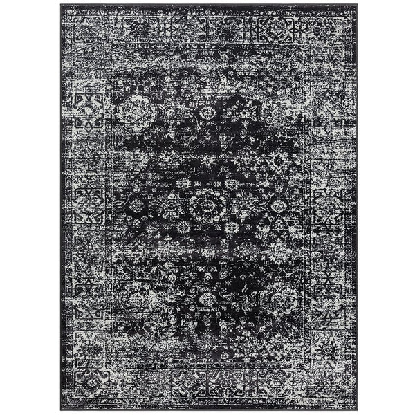 English Elm Distressed Madison Park Chadwick Persian Woven Rug - Black & Cream Distressed Vintage Look, OEKO-TEX Safe, Stain Resistant B03598020