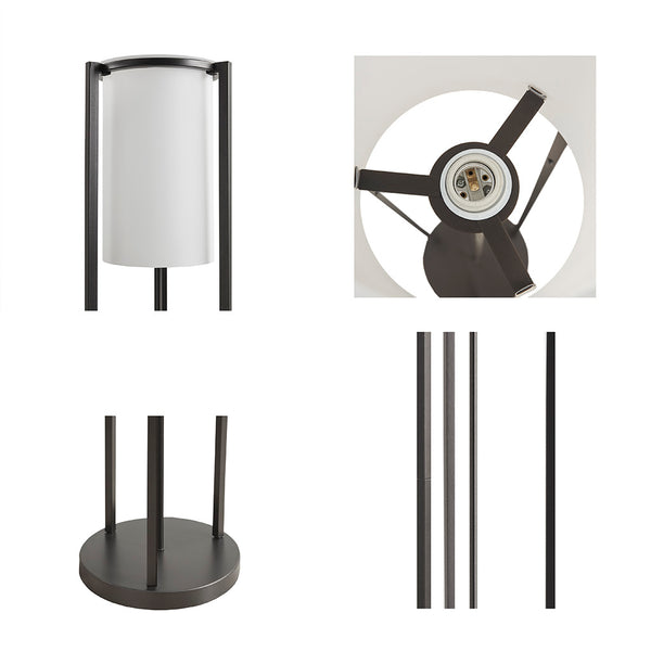 English Elm Metal Floor Lamp Charlton Matte Black 63" with Frosted Glass Cylinder Shade, Slim Minimalist Lighting Stand B03599405