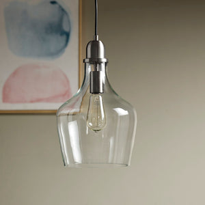 English Elm Auburn Bell Shaped Glass Pendant Light with Black Iron Finish, Industrial Vaulted Ceiling Accent, 1-Bulb B03597664