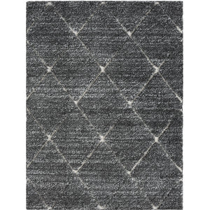 English Elm Talas Plush Shag Area Rug 8x10 in Grey Cream Diamond Trellis — Soft, Non-Slip, Stain & Fade Resistant B03597992
