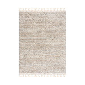 English Elm Talas Plush Trellis Shag Area Rug in Cream - High-Pile Diamond Pattern, Tassels, Nonslip, OEKO-TEX B03599882