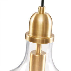 English Elm Auburn Bell Shaped Glass Pendant Light with Gold Metal Finish, Industrial Clear Shade, Vaulted Mountable B03597663