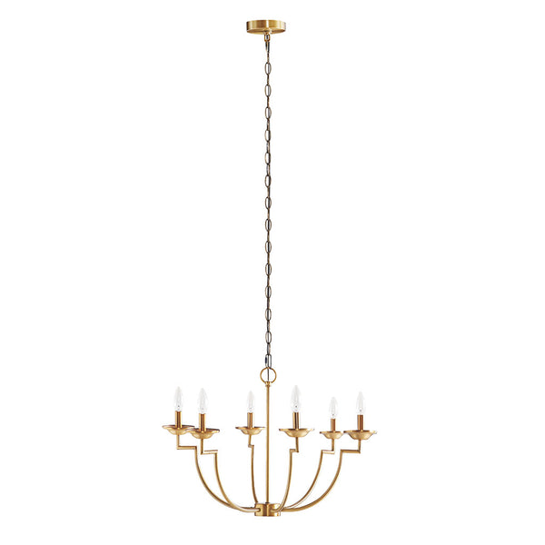 English Elm Savor 6-Light Traditional Candelabra Chandelier in Gold Finish — Elegant Transitional Dining Fixture, 25" Dia B03595698