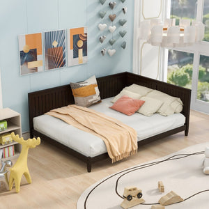 English Elm Full Size Mid-century Wood Sofa Daybed with Slat Kit for Guest and Studio Rooms Espresso WF297690AAP