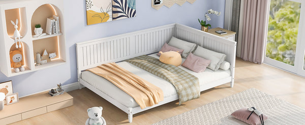 English Elm Full Size Mid-century Wood Sofa Daybed with Slat Kit for Guest and Studio Rooms White WF297690AAK