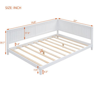 English Elm Full Size Mid-century Wood Sofa Daybed with Slat Kit for Guest and Studio Rooms White WF297690AAK