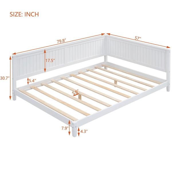 English Elm Full Size Mid-century Wood Sofa Daybed with Slat Kit for Guest and Studio Rooms White WF297690AAK