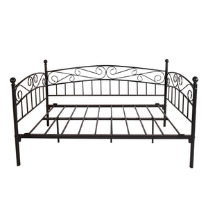 English Elm Metal Twin Daybed Frame with Headboard – Heavy Duty 400LB Metal Mattress Foundation, Convertible Sofa Bed, Black Elegance W840100846