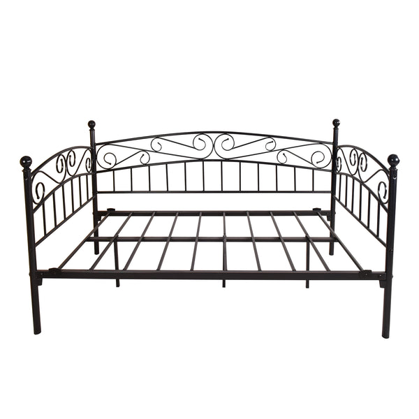 English Elm Metal Twin Daybed Frame with Headboard – Heavy Duty 400LB Metal Mattress Foundation, Convertible Sofa Bed, Black Elegance W840100846