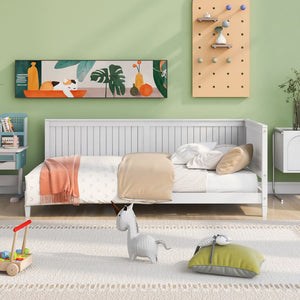 English Elm Twin Mid-century Wood Daybed Sofa Frame for Guest Room or Studio Living White WF297689AAK