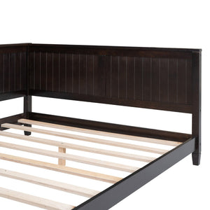 English Elm Full Size Mid-century Wood Sofa Daybed with Slat Kit for Guest and Studio Rooms Espresso WF297690AAP