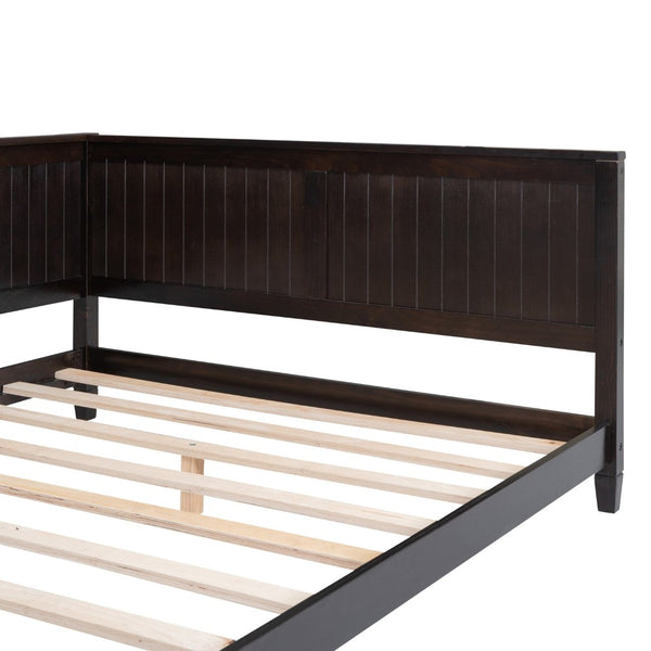 English Elm Full Size Mid-century Wood Sofa Daybed with Slat Kit for Guest and Studio Rooms Espresso WF297690AAP